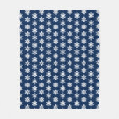 Ikat Snowflakes - White en Dark Navy Blue Fleece Deken (Voorkant)