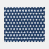 Ikat Snowflakes - White en Dark Navy Blue Fleece Deken (Voorkant (Horizontaal))