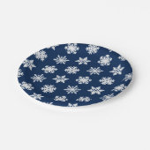 Ikat Snowflakes - White en Dark Navy Blue Papieren Bordje (Gekanteld)