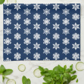 Ikat Snowflakes - White en Dark Navy Blue Theedoek (Gevouwen)