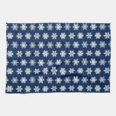 Ikat Snowflakes - White en Dark Navy Blue Theedoek (Horizontaal)