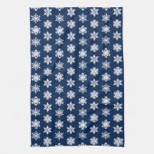 Ikat Snowflakes - White en Dark Navy Blue Theedoek (Verticaal)