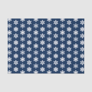 Ikat Snowflakes - White en Dark Navy Blue Tissuepapier