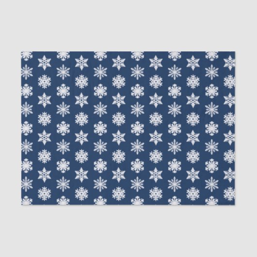 Ikat Snowflakes - White en Dark Navy Blue Tissuepapier (Voorkant)
