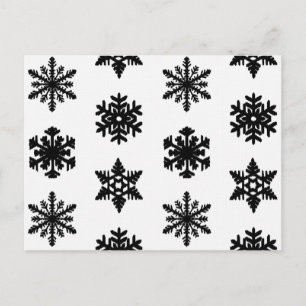 Ikat Snowflakes - wit en zwart Briefkaart