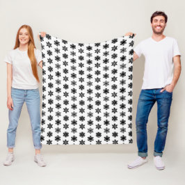 Ikat Snowflakes - wit en zwart Fleece Deken