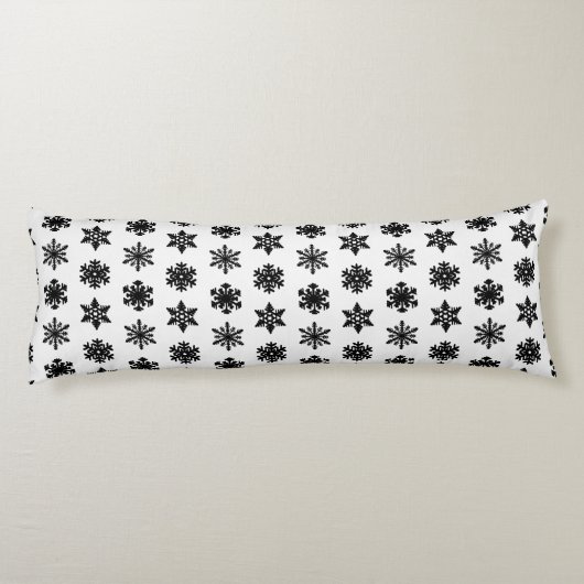 Ikat Snowflakes - wit en zwart Lichaamskussen (Achterkant)