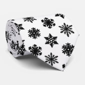 Ikat Snowflakes - wit en zwart Stropdas (Opgerold)