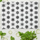 Ikat Snowflakes - wit en zwart Theedoek (Gevouwen)