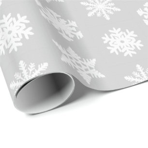 Ikat Snowflakes - Zilver grijs en wit Cadeaupapier