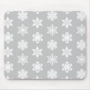 Ikat Snowflakes - Zilver grijs en wit Muismat