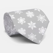 Ikat Snowflakes - Zilver grijs en wit Stropdas (Opgerold)