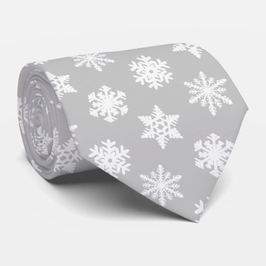 Ikat Snowflakes - Zilver grijs en wit Stropdas (Opgerold)