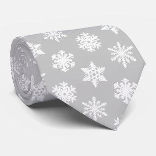Ikat Snowflakes - Zilver grijs en wit Stropdas