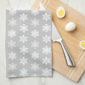 Ikat Snowflakes - Zilver grijs en wit Theedoek (Quarter Fold)