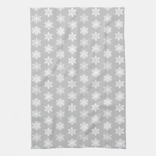 Ikat Snowflakes - Zilver grijs en wit Theedoek (Verticaal)