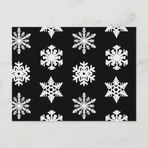 Ikat Snowflakes - zwart-wit Briefkaart