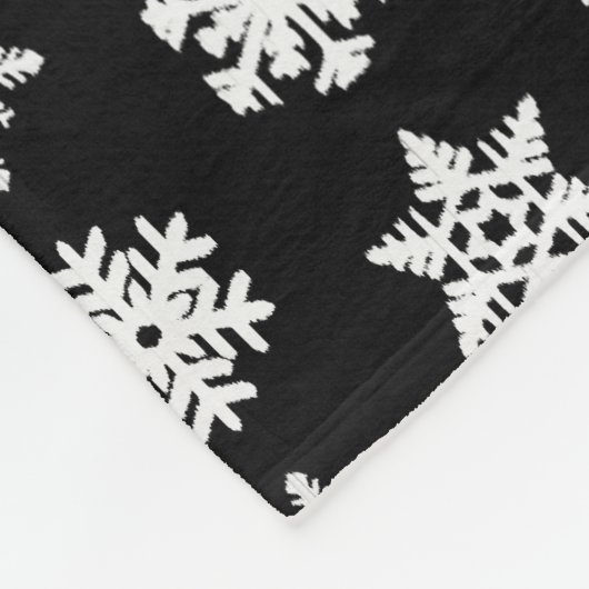 Ikat Snowflakes - zwart-wit Fleece Deken (Hoek)