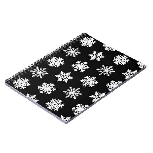 Ikat Snowflakes - zwart-wit Notitieboek (Linkerzijde)