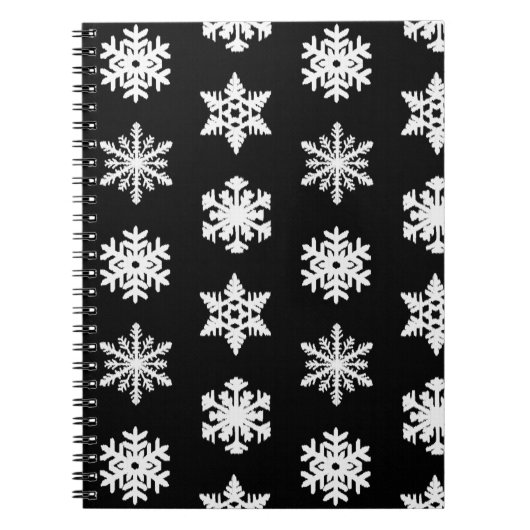 Ikat Snowflakes - zwart-wit Notitieboek (Voorkant)
