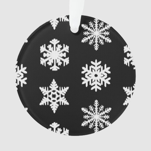 Ikat Snowflakes - zwart-wit Ornament (voorkant)