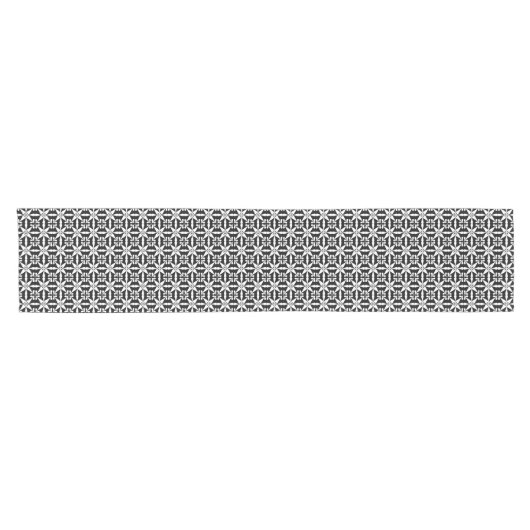 Ikat Star Pattern, Black and White Korte Tafelloper (Horizontaal)