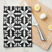 Ikat Star Pattern, Black and White Theedoek (Quarter Fold)