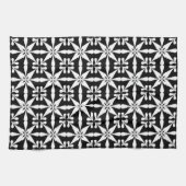 Ikat Star Pattern, Black and White Theedoek (Horizontaal)