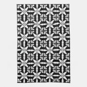 Ikat Star Pattern, Black and White Theedoek (Verticaal)