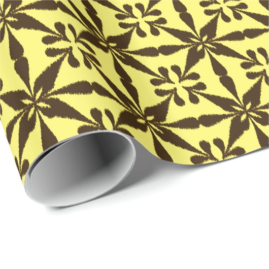 Ikat Star Pattern - Bruin en Geel Cadeaupapier (Rol Hoek)