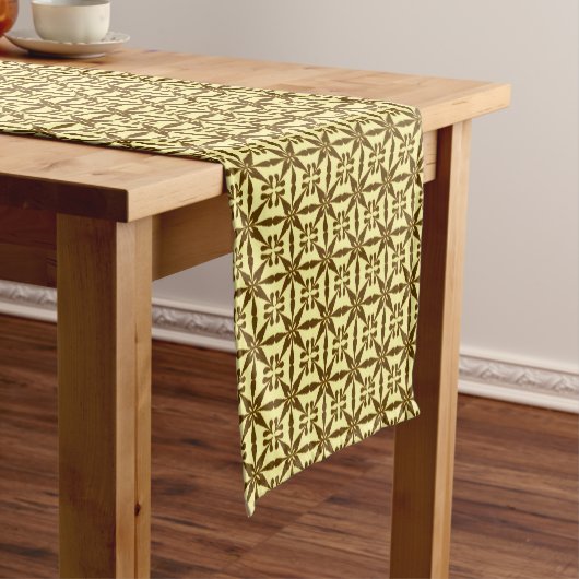 Ikat Star Pattern, bruin en geel Korte Tafelloper (Voorbeeld)