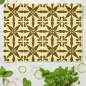 Ikat Star Pattern, bruin en geel Theedoek (Gevouwen)
