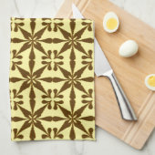 Ikat Star Pattern, bruin en geel Theedoek (Quarter Fold)