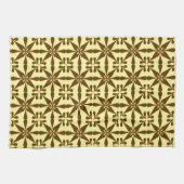 Ikat Star Pattern, bruin en geel Theedoek (Horizontaal)