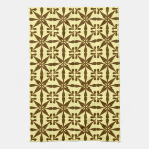 Ikat Star Pattern, bruin en geel Theedoek
