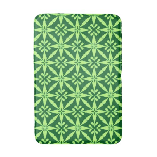 Ikat Star Pattern - Donkergroen Badmat (Voorkant Verticaal)