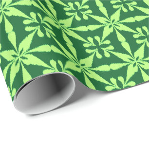 Ikat Star Pattern - Donkergroen Cadeaupapier