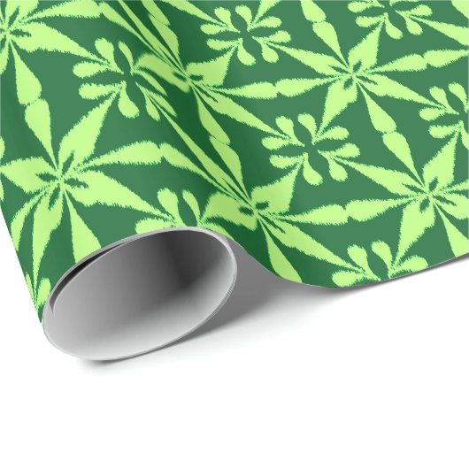 Ikat Star Pattern - Donkergroen Cadeaupapier (Rol Hoek)