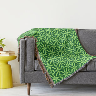 Ikat Star Pattern - Donkergroen Deken