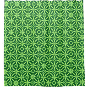 Ikat Star Pattern - Donkergroen Douchegordijn