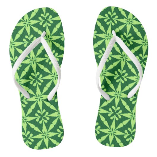 Ikat Star Pattern - Donkergroen Teenslippers (Voetbed)