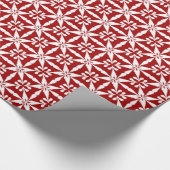 Ikat Star Pattern - Donkerrood en wit Cadeaupapier (Hoek)