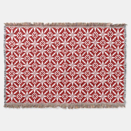 Ikat Star Pattern - Donkerrood en wit Deken (Voorkant)
