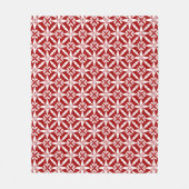 Ikat Star Pattern - Donkerrood en wit Fleece Deken (Voorkant)