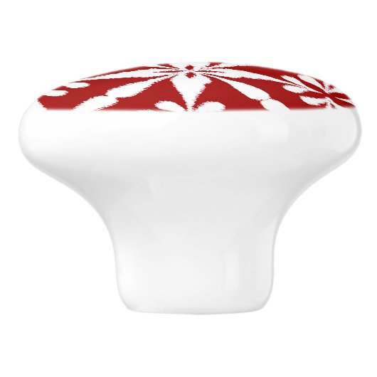 Ikat Star Pattern - Donkerrood en wit Keramische Knop (Zijkant)