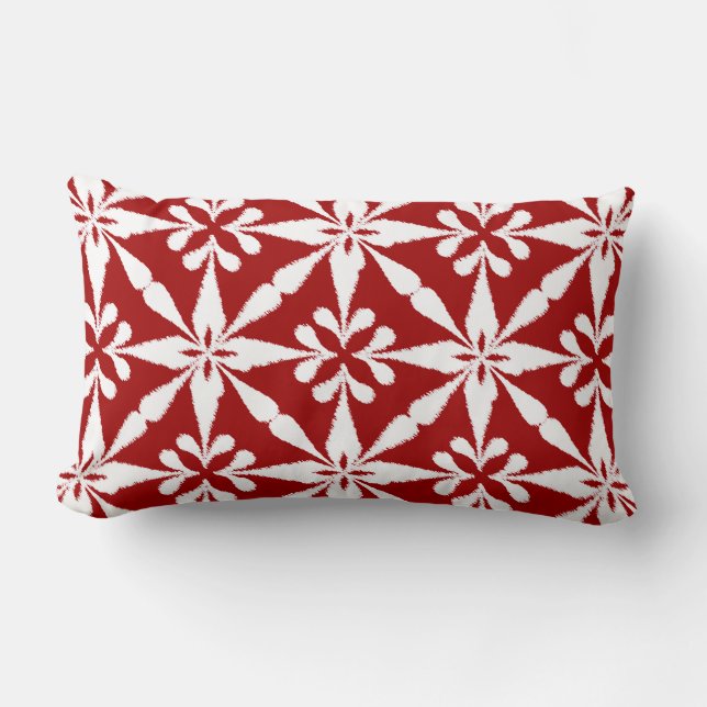 Ikat Star Pattern - Donkerrood en wit Kussen (Voorkant)