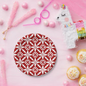 Ikat Star Pattern - Donkerrood en wit Papieren Bordje (Feest)