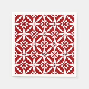 Ikat Star Pattern - Donkerrood en wit Servetten