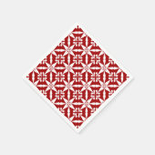 Ikat Star Pattern - Donkerrood en wit Servetten (Hoek)