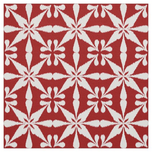 Ikat Star Pattern - Donkerrood en wit Stof (Swatch)